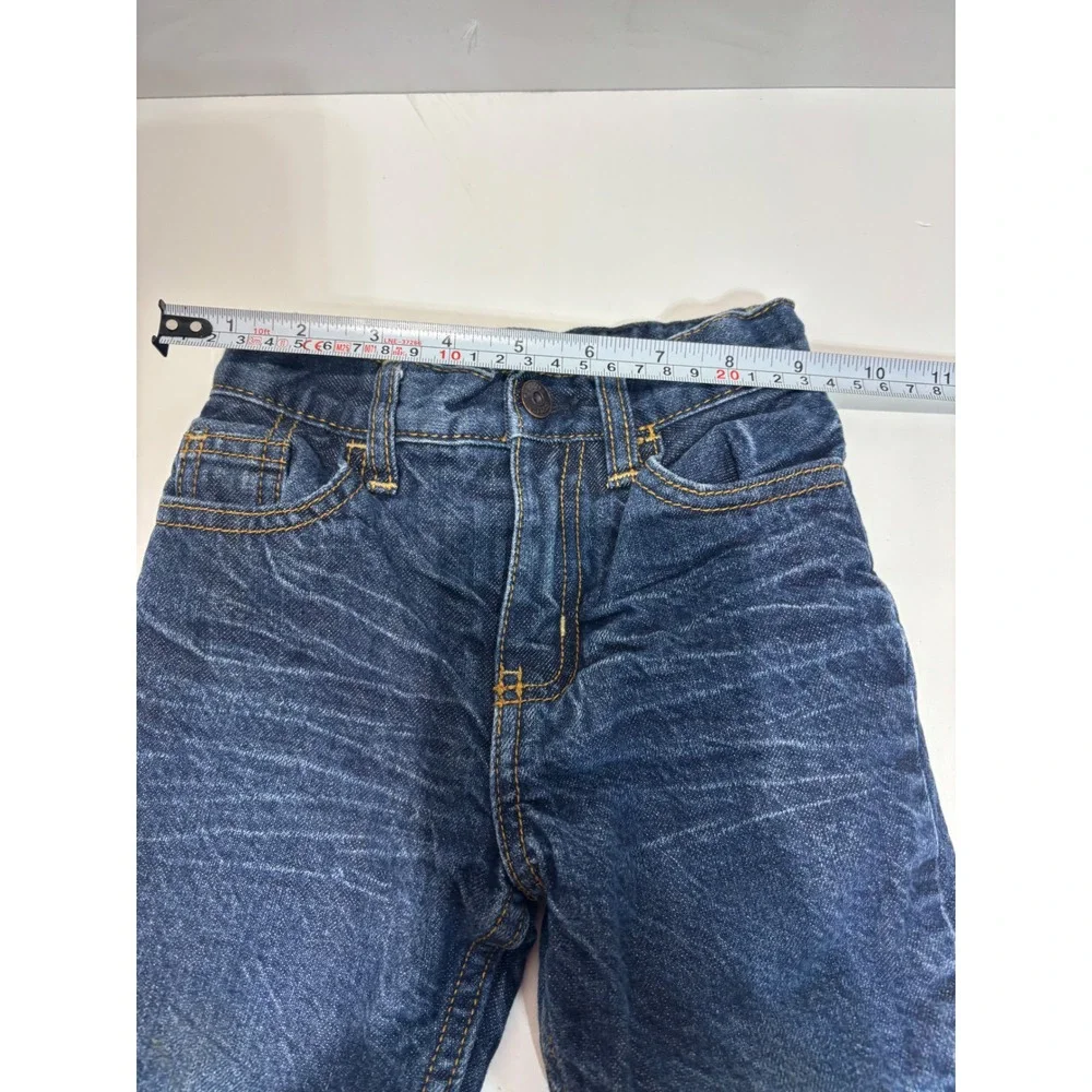 OshKosh B'gosh Fleece Lined Jeans Toddler 24 Months Blue Red Adjustable Waist